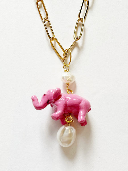 Pink 2025 elephant necklace