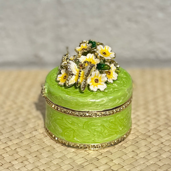 Floral Round Monogrammed Trinket Box