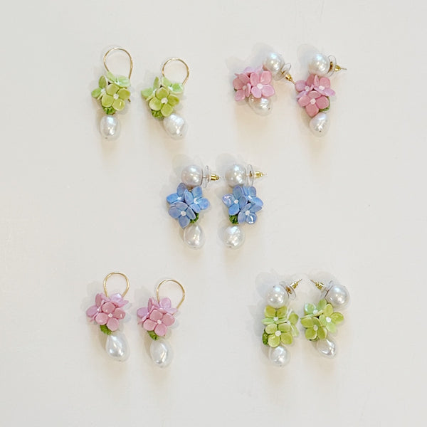 Hydrangea pearl drops in blue – Meg Carter Designs