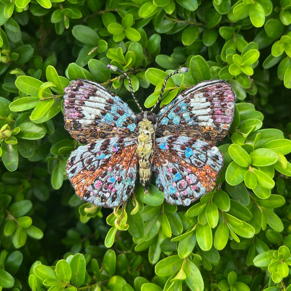 Purplewing butterfly brooch