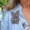Purplewing butterfly brooch