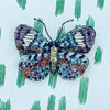 Purplewing butterfly brooch