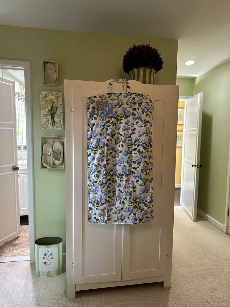 Monogrammed Hydrangea Garment Bag