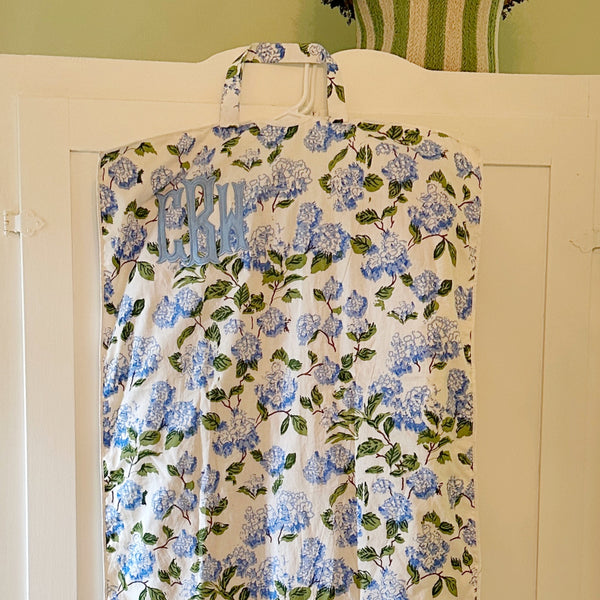 Monogrammed Hydrangea Garment Bag