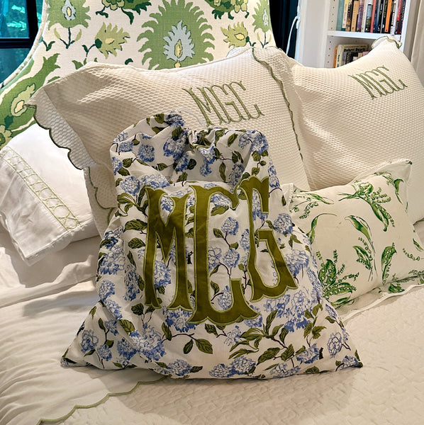 Monogrammed Hydrangea Laundry Bag
