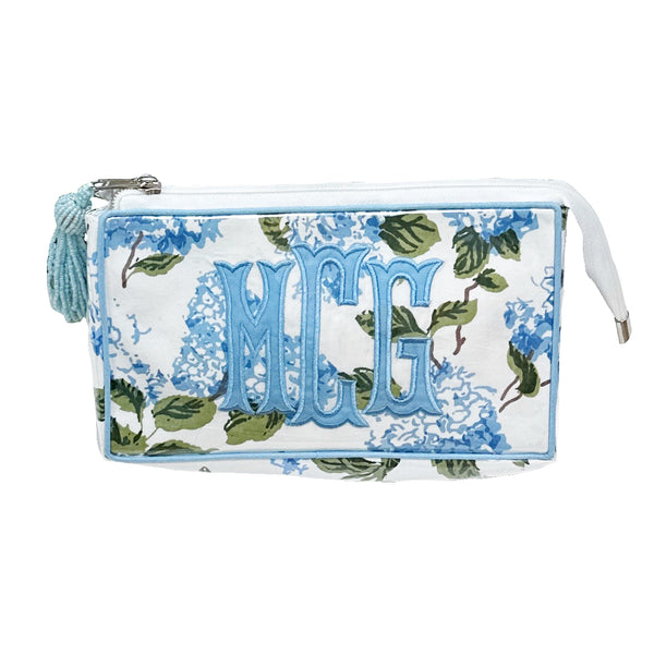 Monogrammed Hydrangea Cosmetic Bag - Petite