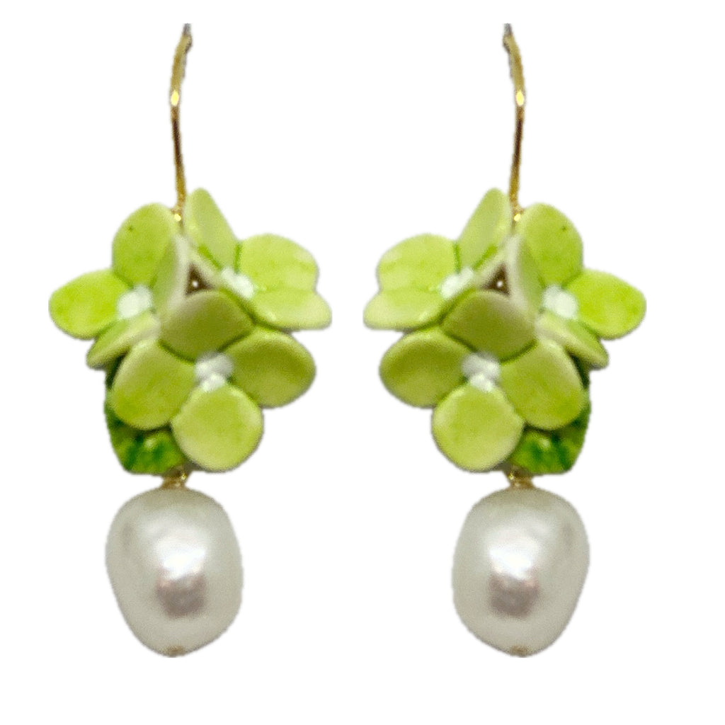 Hydrangea pearl drops in Limelight Green