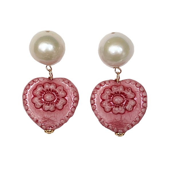 St. Valentine Pearl drops in bright pink