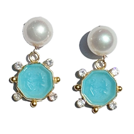 Venetia intaglio drops in lagoon blue