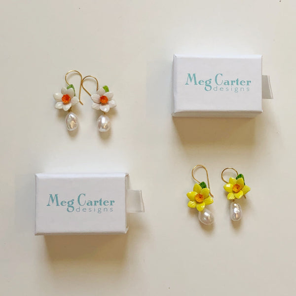 Cosmos pearl drops in white – Meg Carter Designs