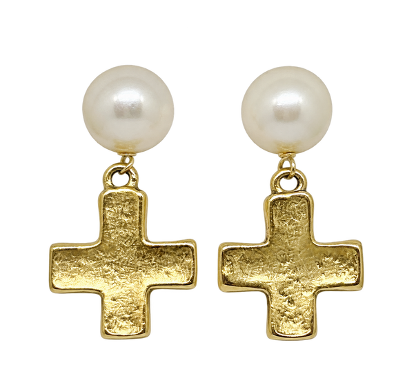 Greek Cross pearl drops