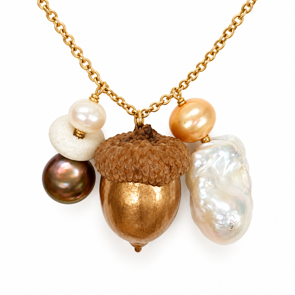 Polly's Acorn charm chain in natural neutrals