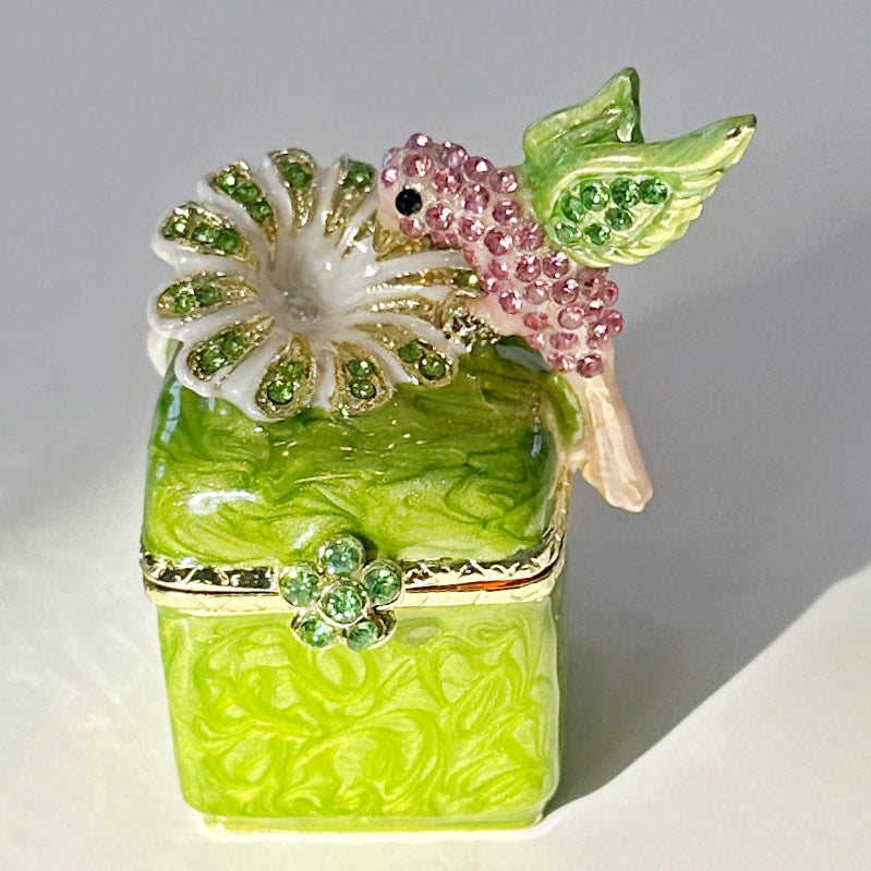 Monogrammed Hummingbird Trinket Box