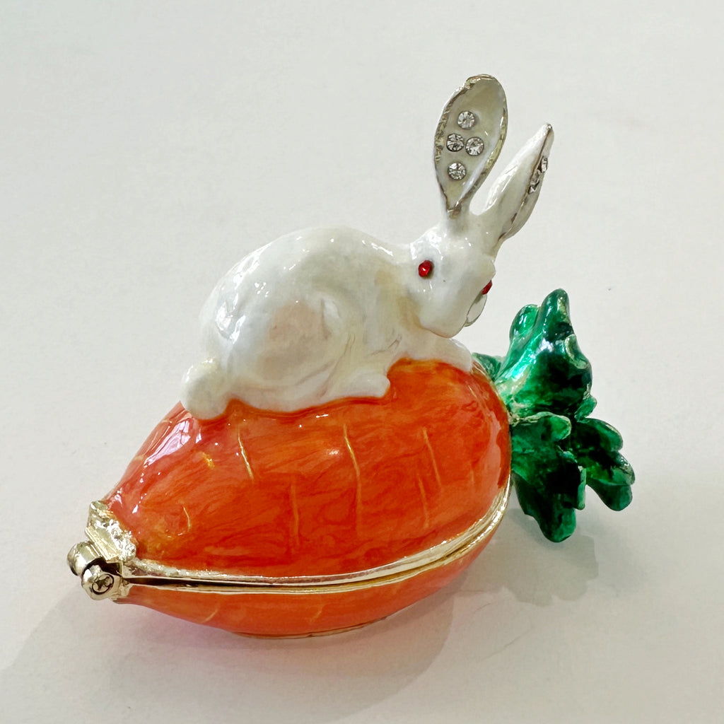 Monogrammed Rabbit and Carrot Trinket Box