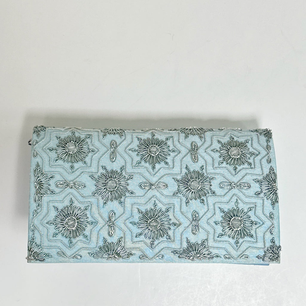 Parterre Clutch in Blue Mist:  Meg Carter Originals