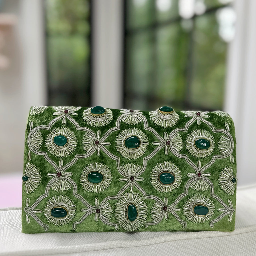Verdure Velvet Clutch:  Meg Carter Originals