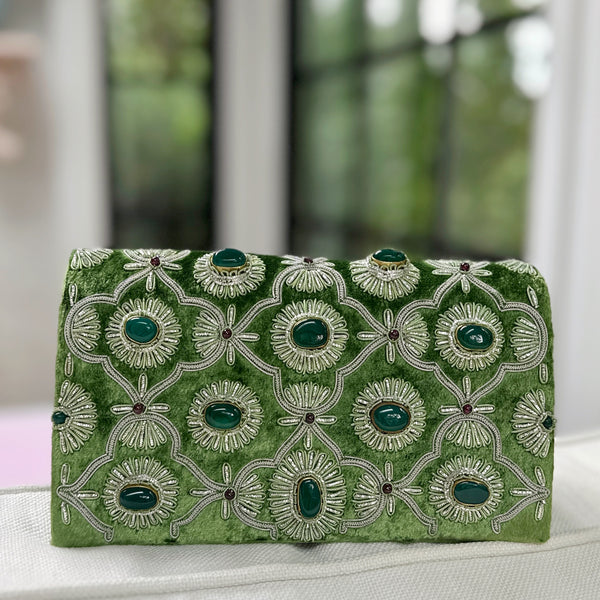 Verdure Velvet Clutch:  Meg Carter Originals