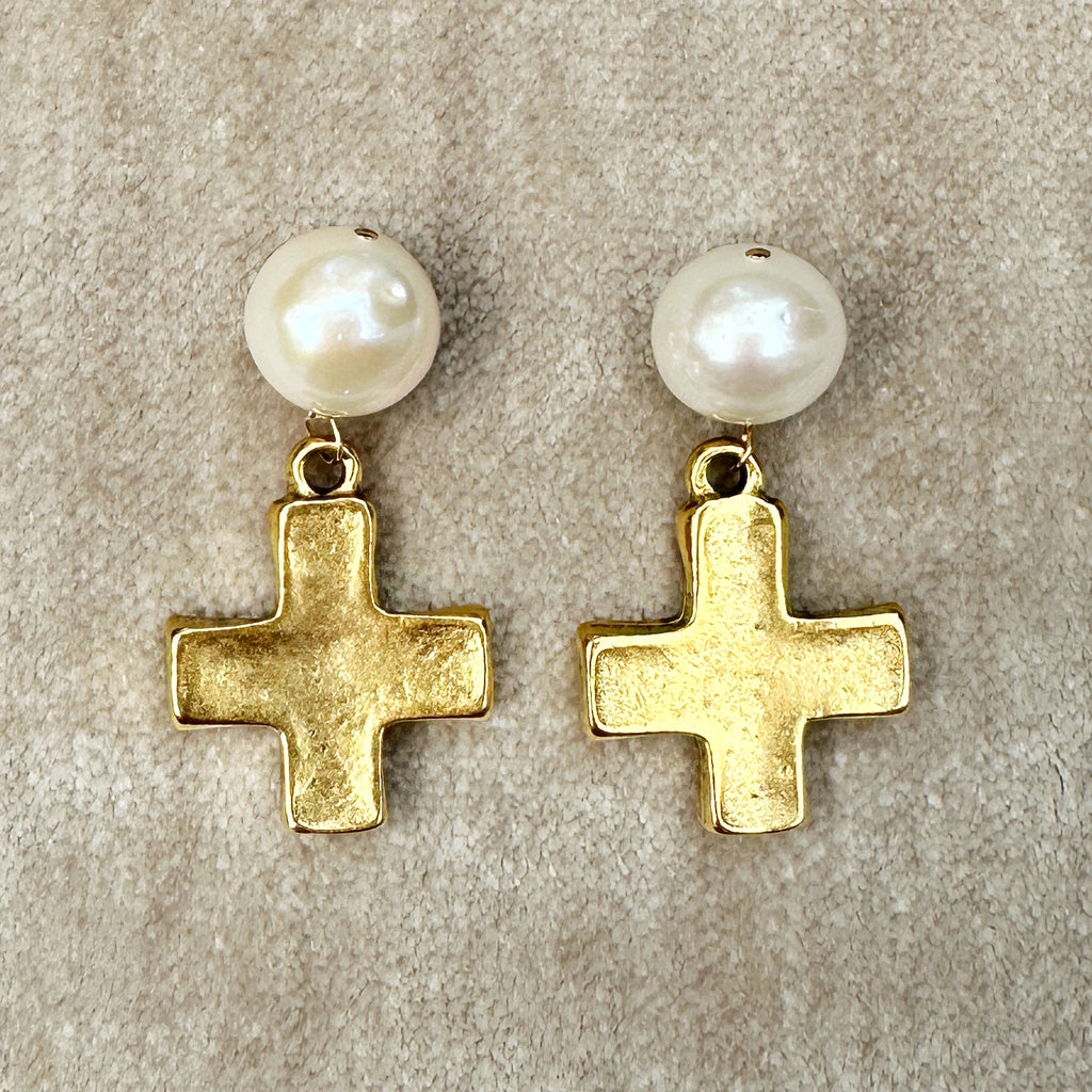 Greek Cross pearl drops