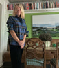 Blue Tartan top with french knots