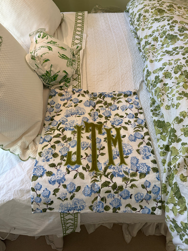 Monogrammed Hydrangea Laundry Bag