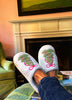 Pink and green pastel Christmas tree slippers