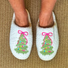 Pink and green pastel Christmas tree slippers
