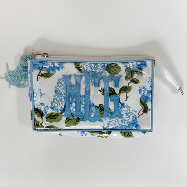 Monogrammed Hydrangea Cosmetic Bag - Petite – Meg Carter Designs