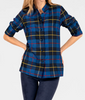 Blue Tartan top with french knots