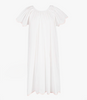 Scalloped Gown in white with shell pink trim