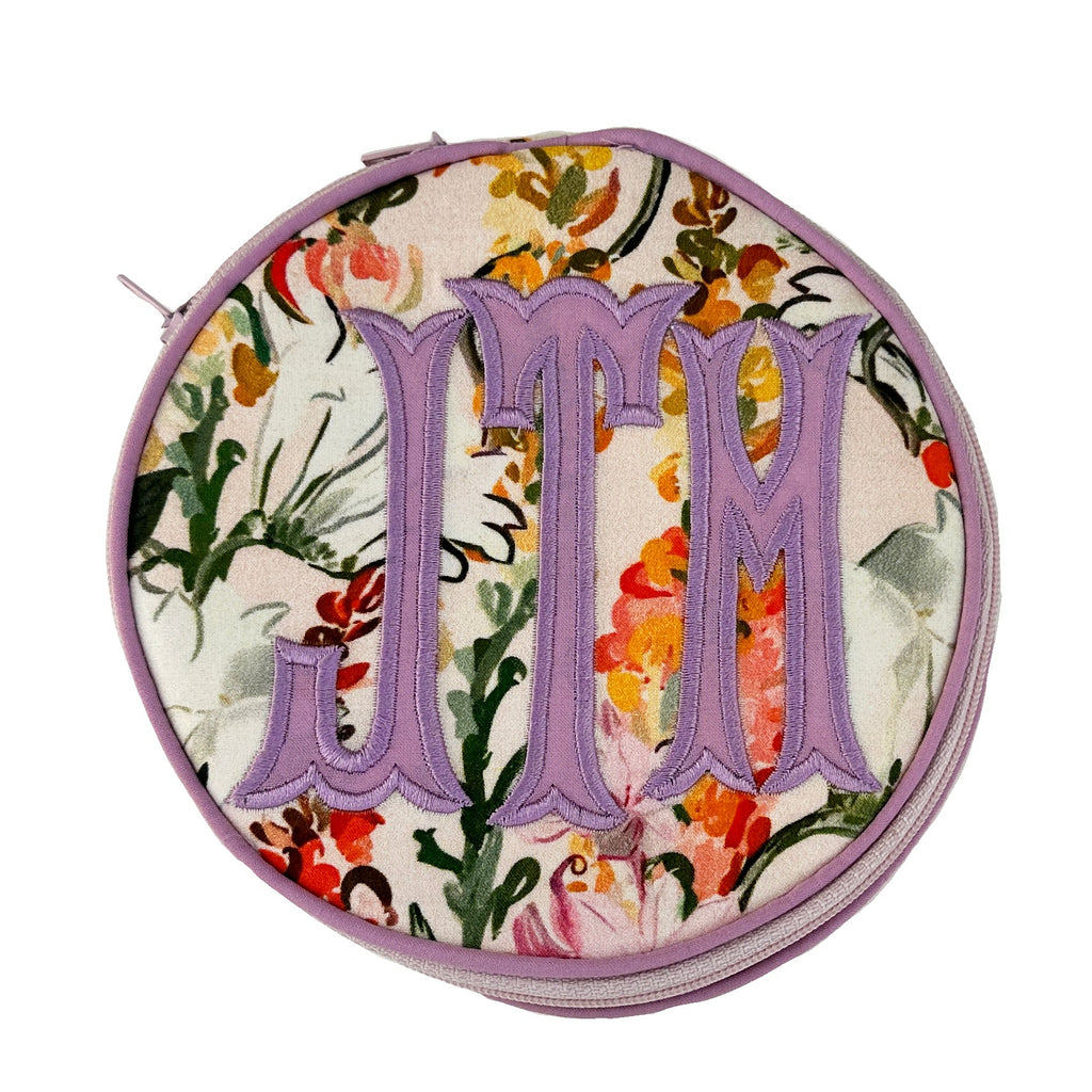 Monogrammed Lilies Travel Jewelry Round
