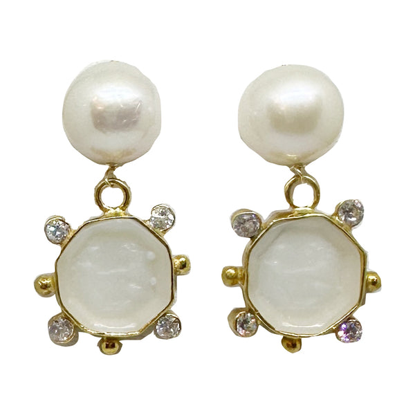 Venetia intaglio drops in white