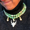 Stag head necklace in granny smith green