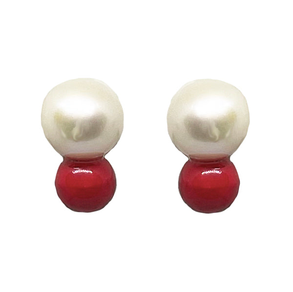 Big Pearl, little apple red studs