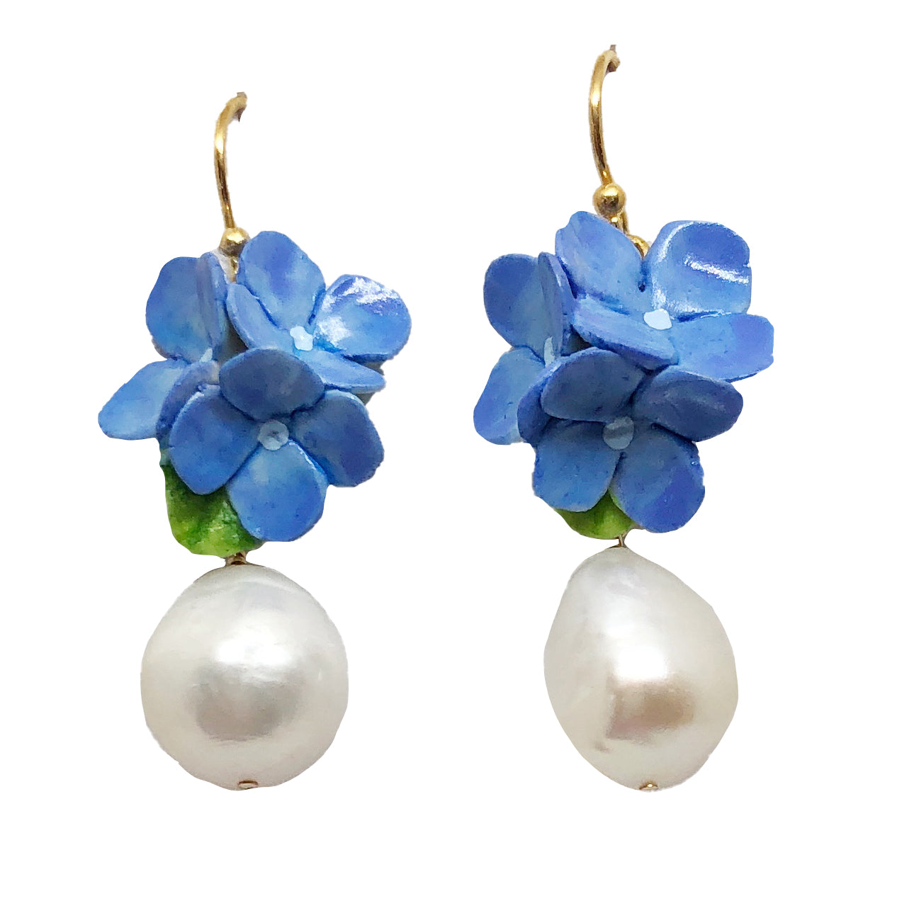 Hydrangea pearl drops in blue – Meg Carter Designs